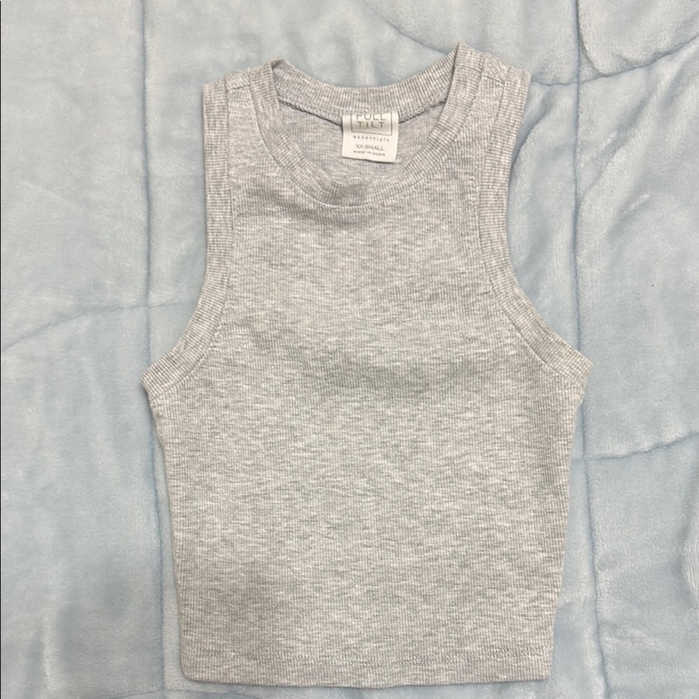 Tilly's Gray Fitted Crop Tank Top